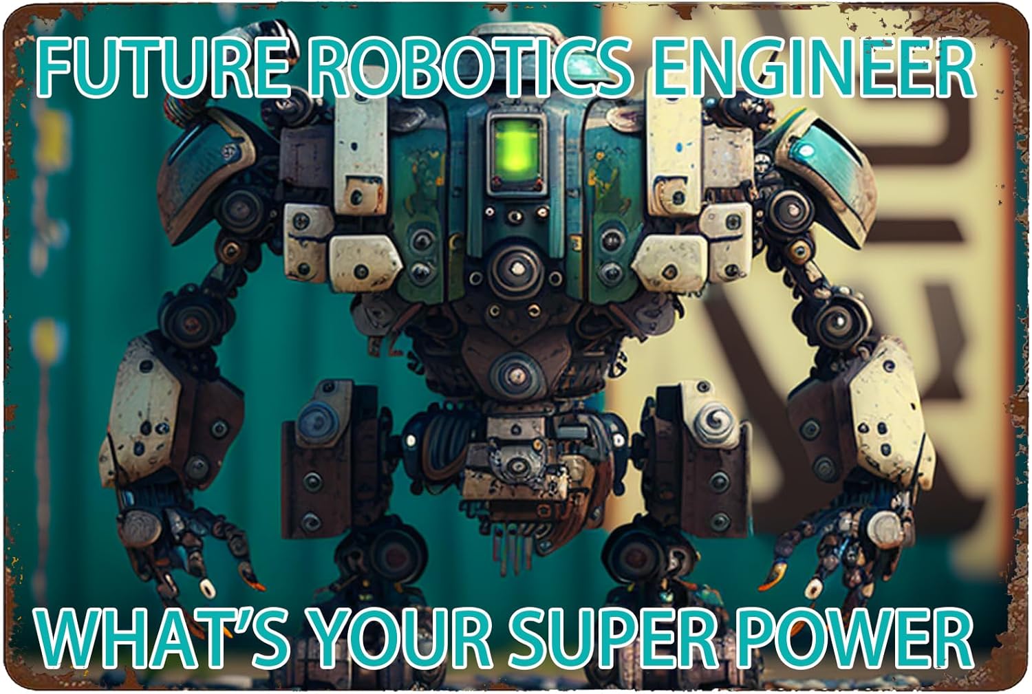 Tech Office Wall Decor - Letrero metálico de ingeniero robotizador de