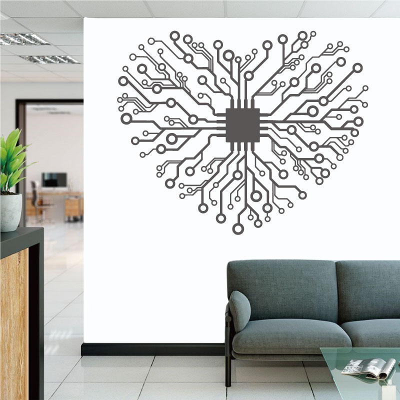 Tech Office Wall Decor - Love Chip Tech Company-calcomanía de vinilo