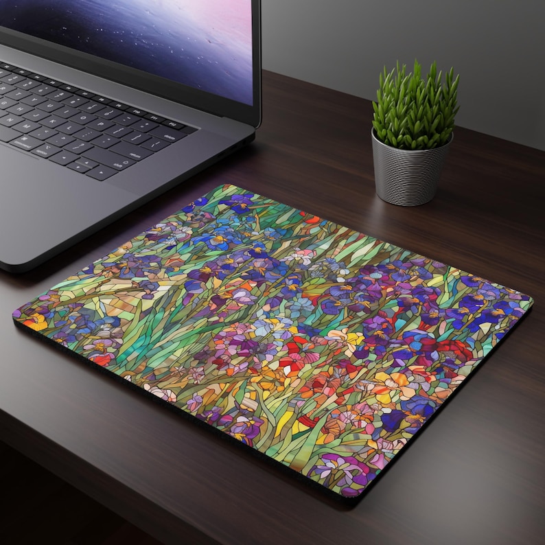 Office Tech Set Up - Alfombrilla de ratón con mosaico Floral,