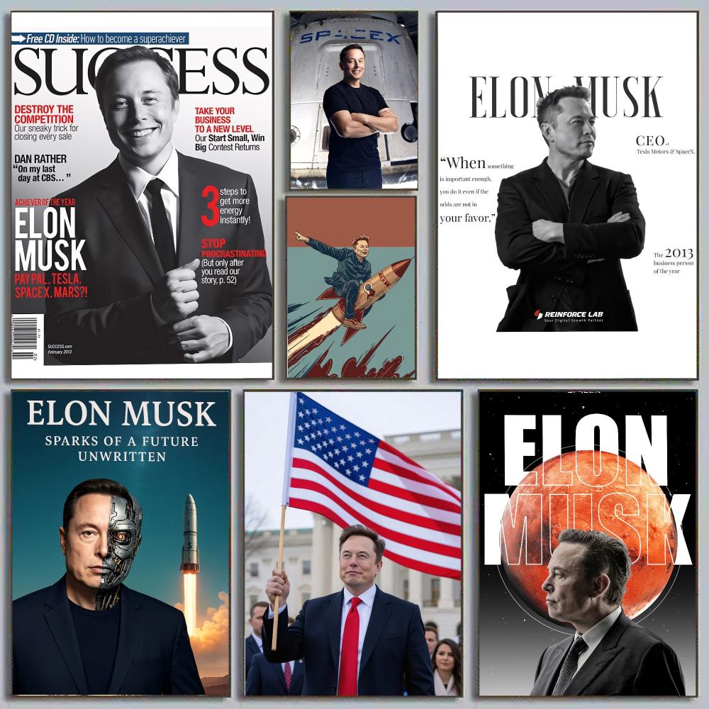 Tech Office Wall Decor - Elon Musk, Dogefather, visiónario tecnológico, CEO