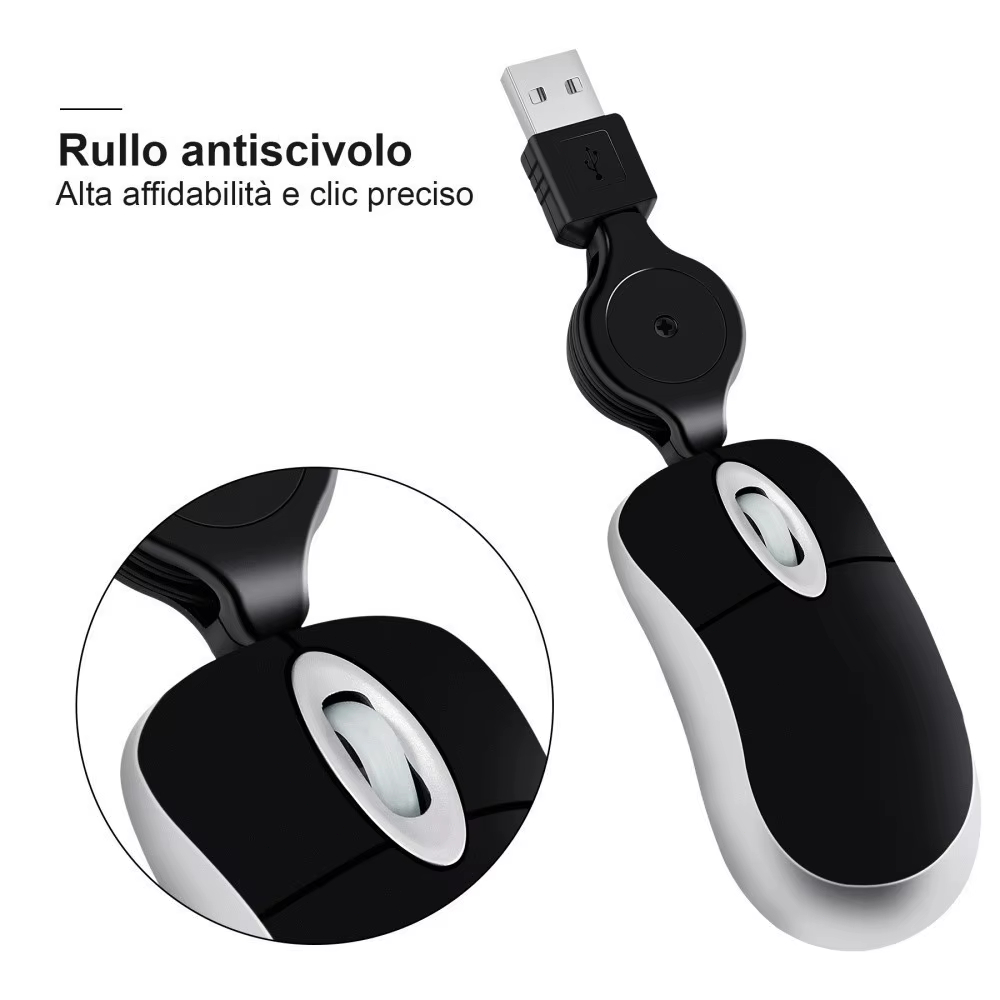 Office Xp - Mini ratón óptico portátil con cable,