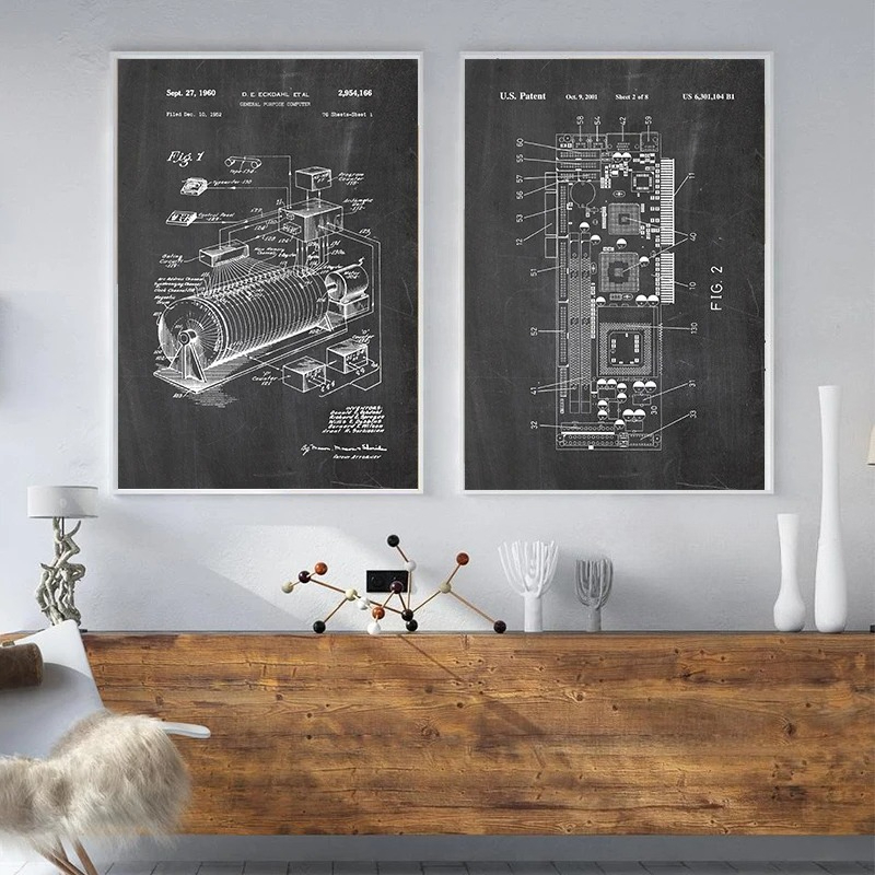 Juego de 6 Cuadros Decorativos - Tech Office Wall Decor reseña y precio