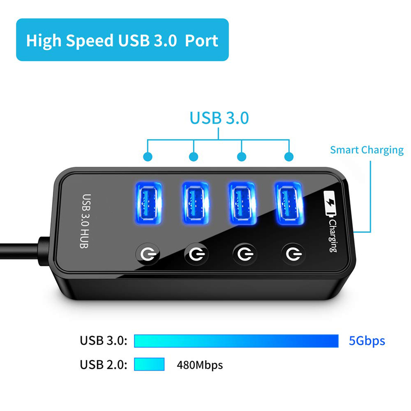 USB HUB 3,0 4 cargador de telé - Cable Lock Laptop reseña y precio