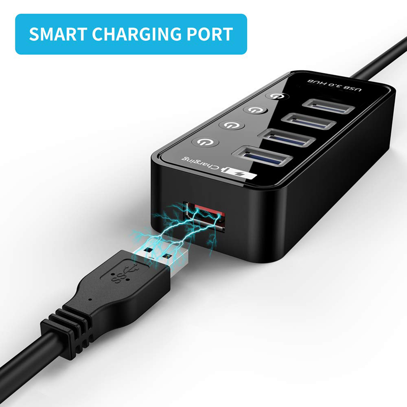 USB HUB 3,0 4 cargador de telé - Cable Lock Laptop reseña y precio
